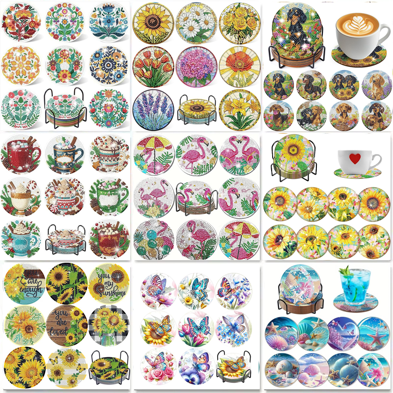 Diamond Painting Kit - 8-piece set/Diamond painting coaster set with