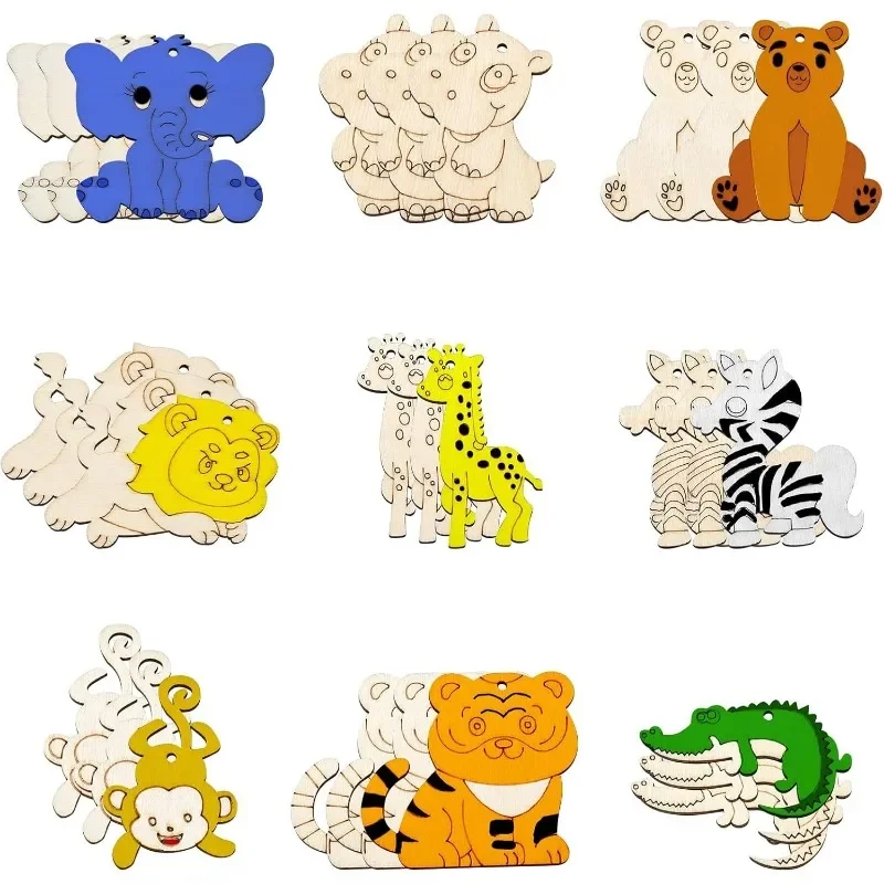 Art And Craft Zoo Animals - 9pcs 9 Styles Zoo Animals Unfinished