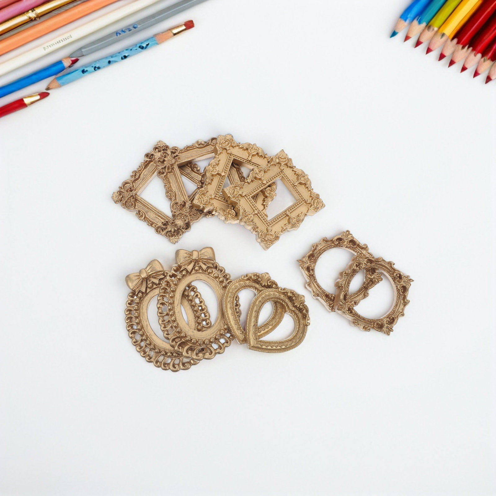 Art Craft Gallery - 10Pcs Vintage Mini Gold Picture Frames