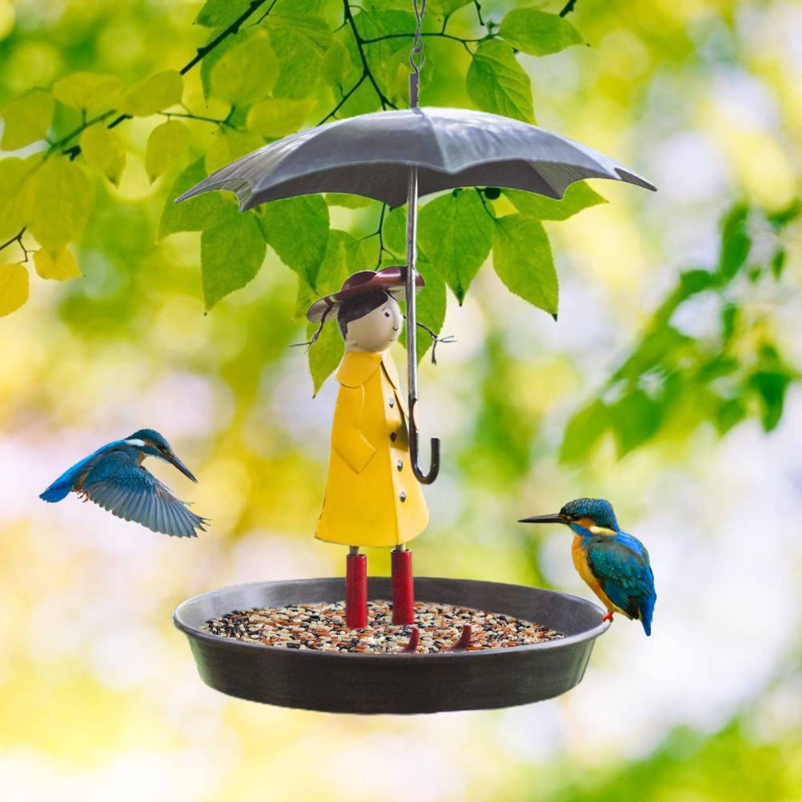 Art Craft & Architecture - Girl with Umbrella Bird Feeder Decorative