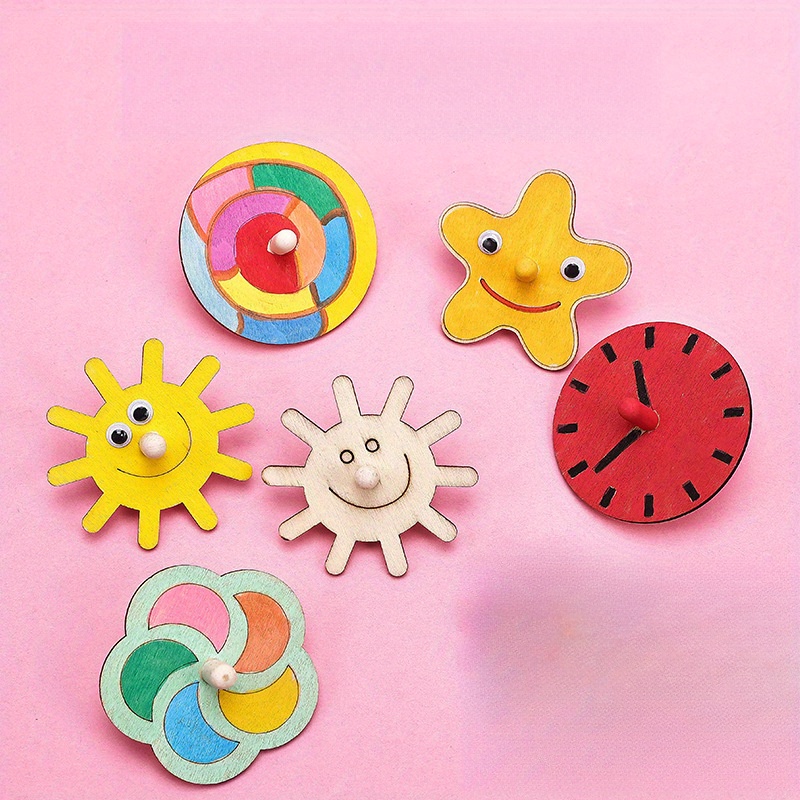 16pcs Wooden Spinning Top Craf - огляд і ціна Art Craft Ideas For Kids
