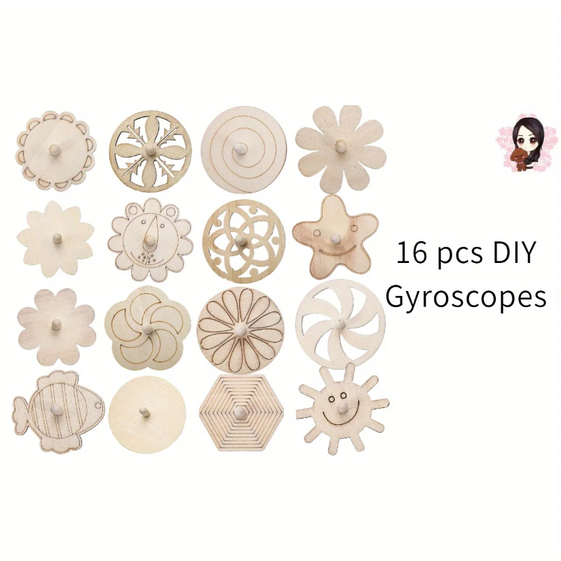 16pcs Wooden Spinning Top Craf - огляд і ціна Art Craft Ideas For Kids