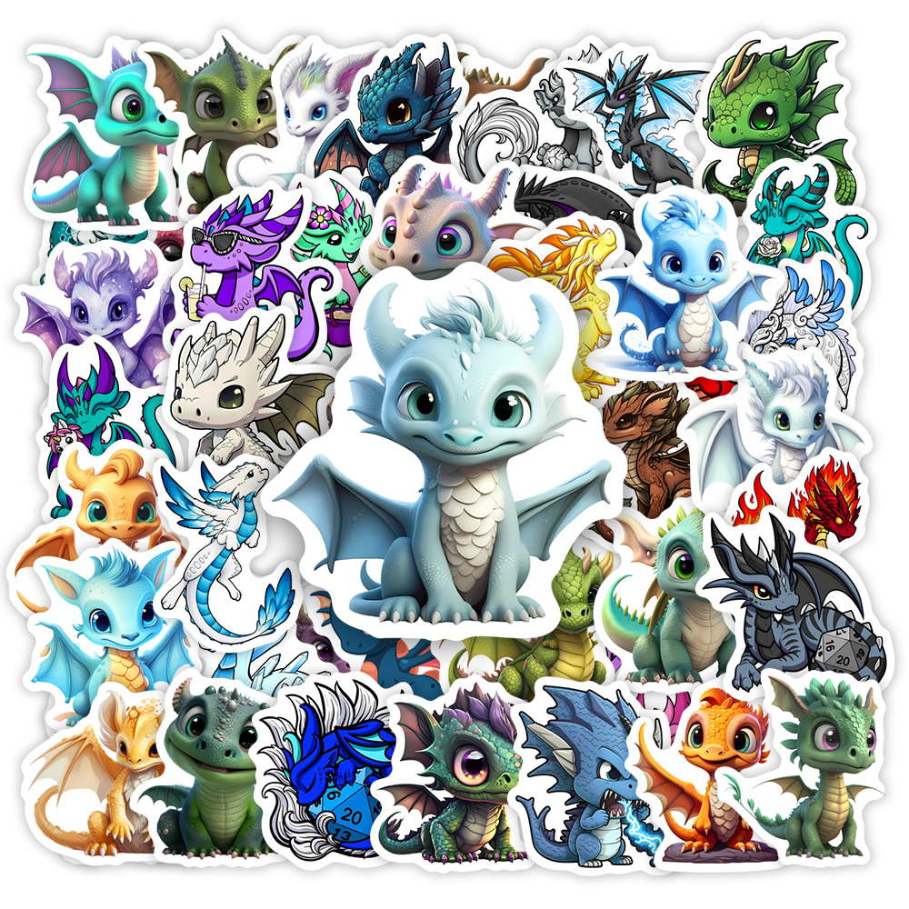 Cartoon Dragon Stickers Cute W - огляд і ціна Art Craft Dinosaur