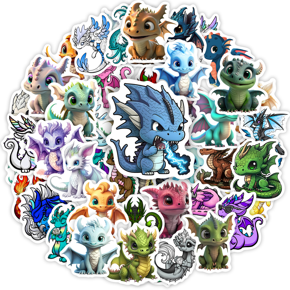 Cartoon Dragon Stickers Cute W - огляд і ціна Art Craft Dinosaur