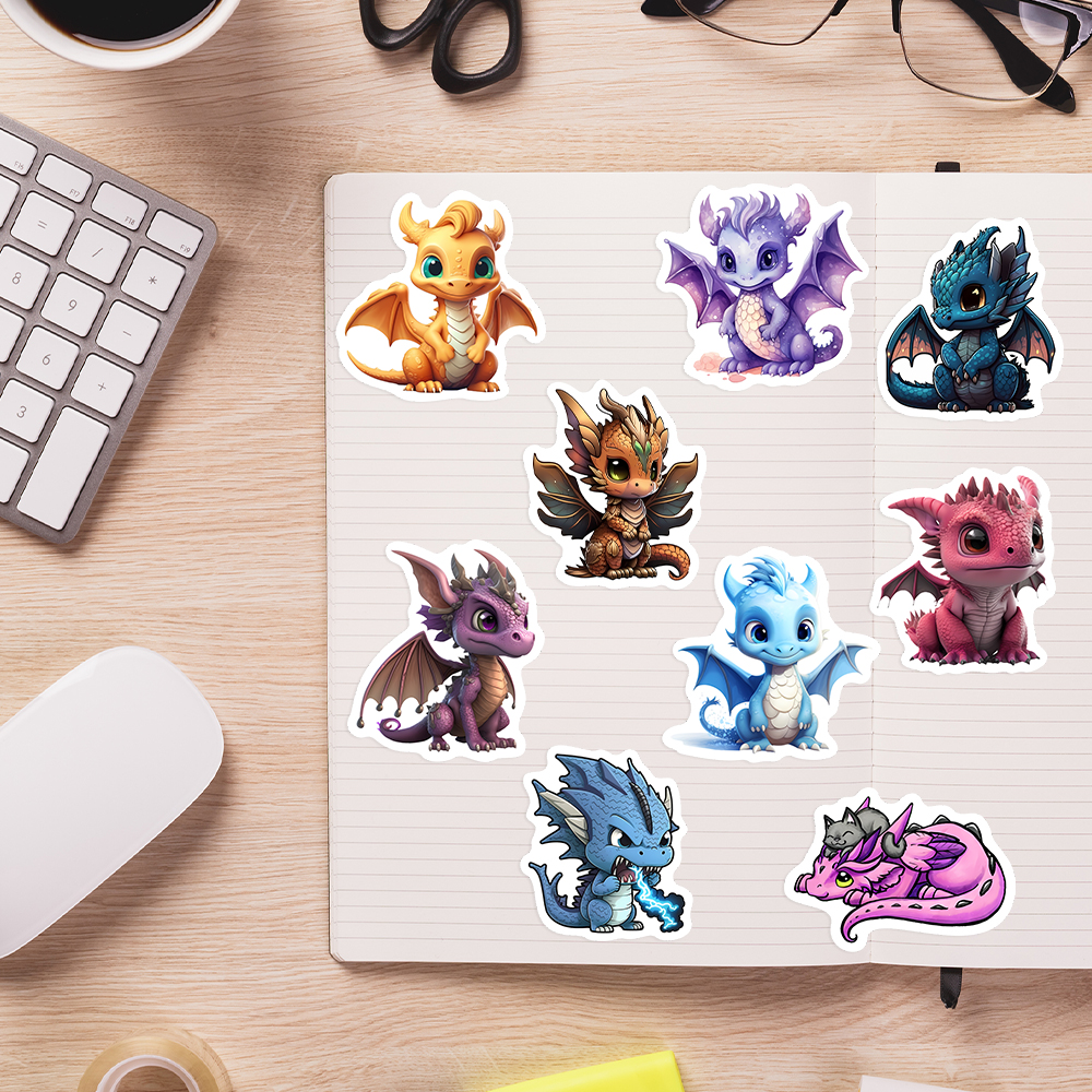 Cartoon Dragon Stickers Cute W - огляд і ціна Art Craft Dinosaur