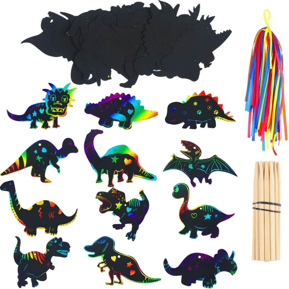 12Pcs Cartoon Dinosaur Scratch - огляд і ціна Art Craft Dinosaur