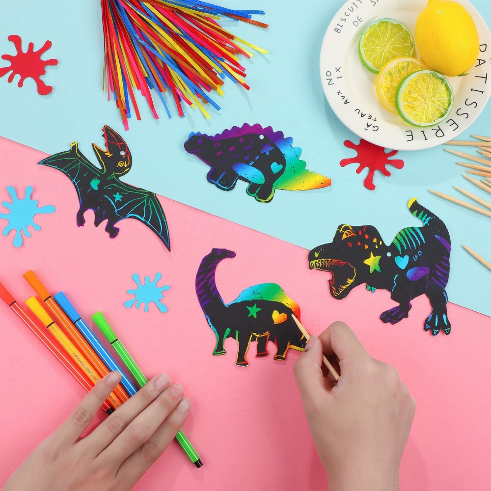 12Pcs Cartoon Dinosaur Scratch - огляд і ціна Art Craft Dinosaur