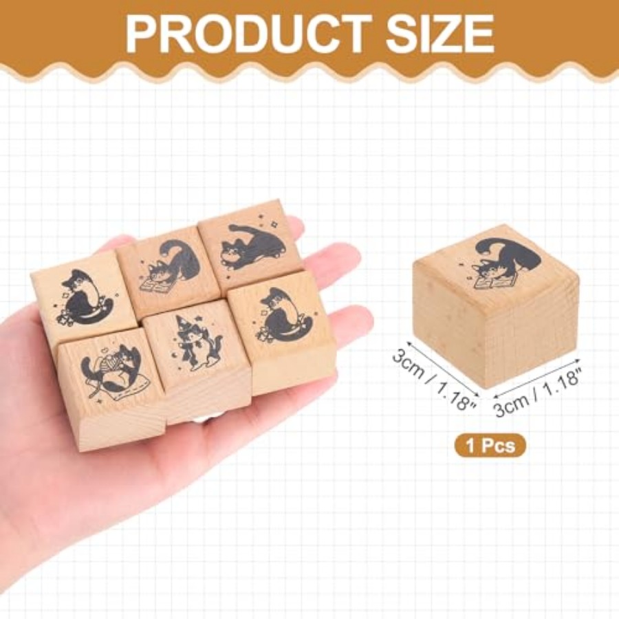 Wood Cat Stamps Wooden Rubber  - огляд і ціна Art Craft Cat