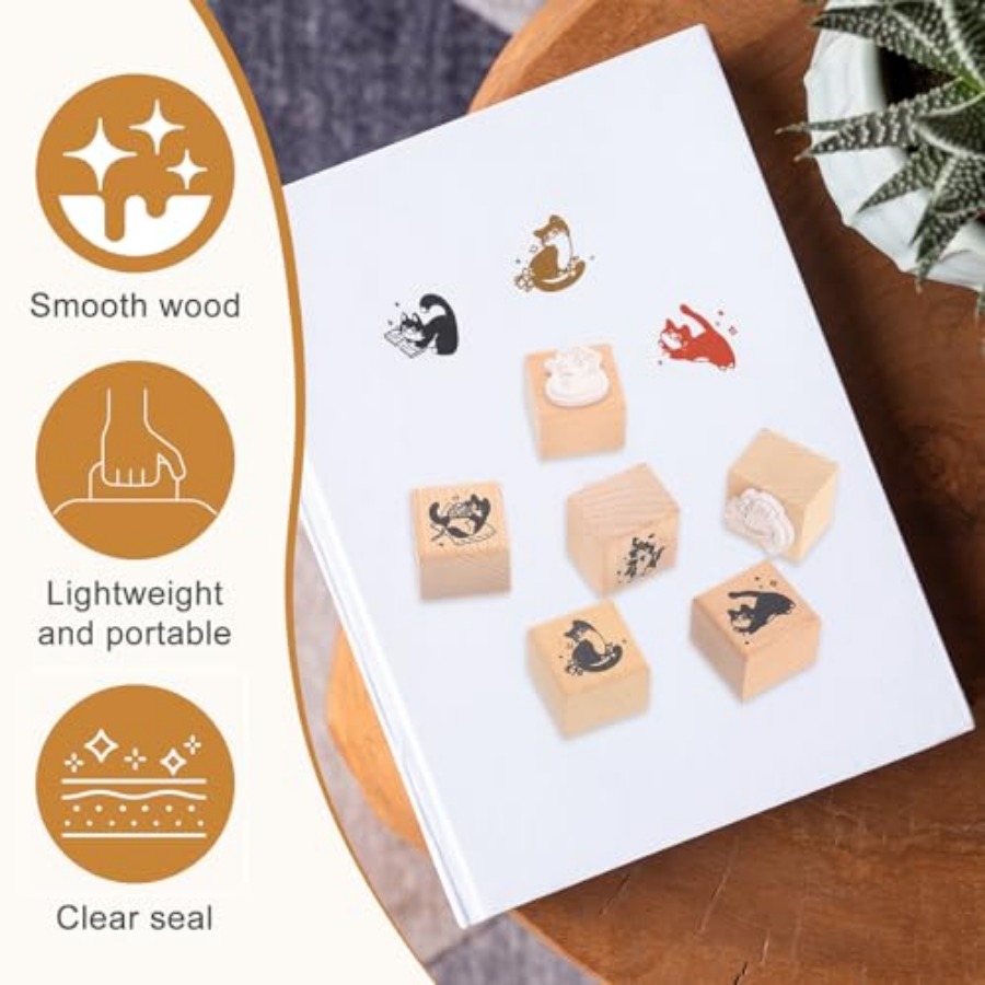 Wood Cat Stamps Wooden Rubber  - огляд і ціна Art Craft Cat
