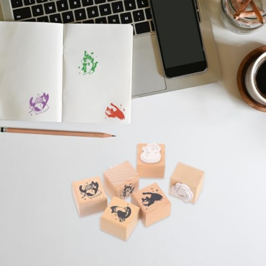 Wood Cat Stamps Wooden Rubber  - огляд і ціна Art Craft Cat