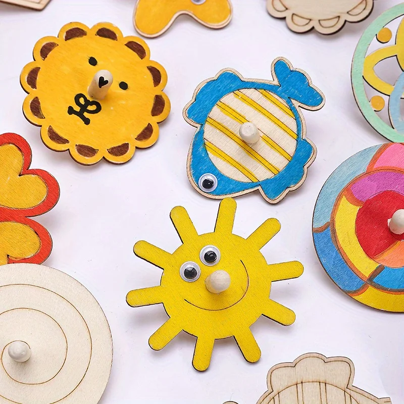 16pcs Wooden Spinning Top Craf - огляд і ціна Art Craft Ideas For Kids