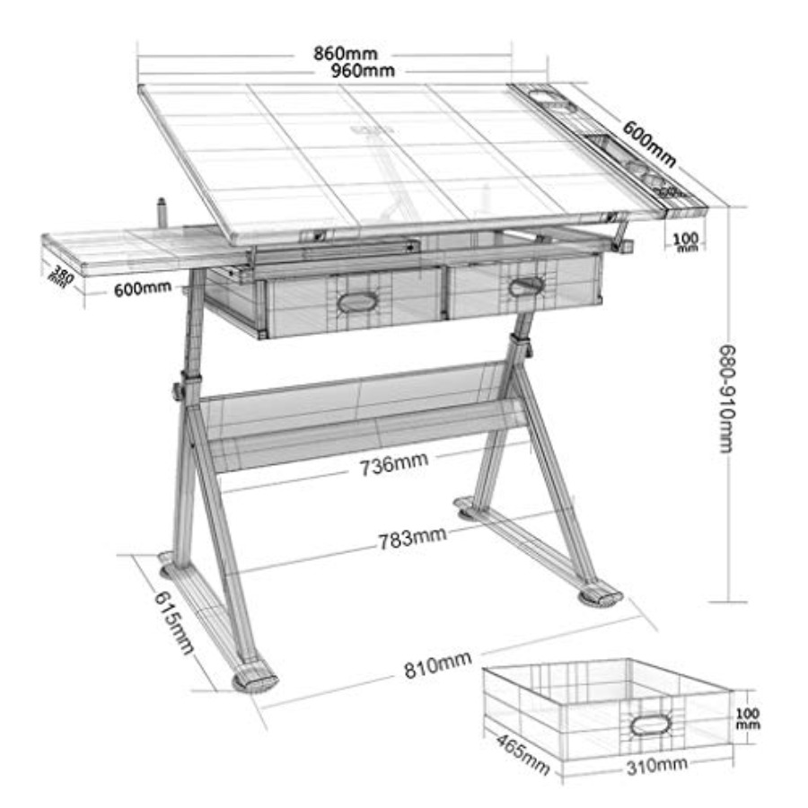 Drafting Table with Storage He - огляд і ціна Art Craft & Architecture