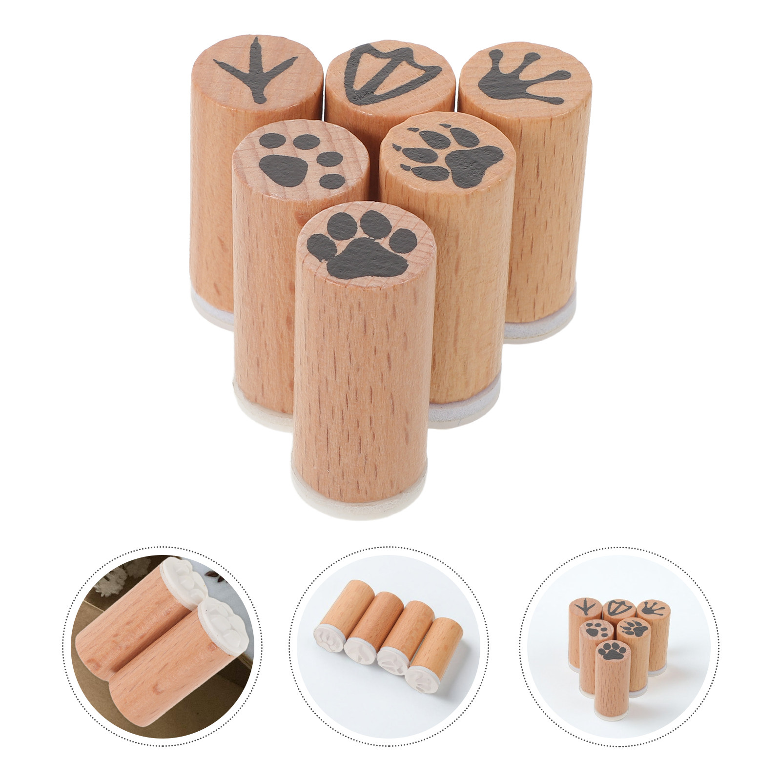 6Pcs Wooden Paw Print Animal S - огляд і ціна Art And Craft Zoo Animals